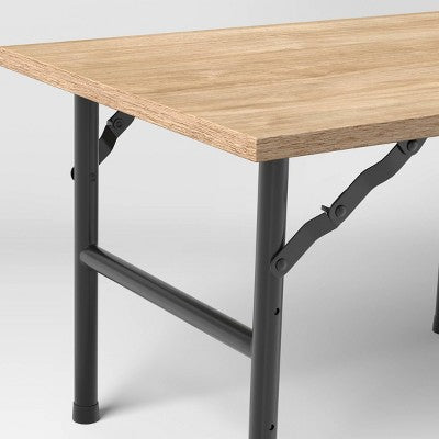  Adjustable Height Dorm Folding Table Brown - Room Essentials™