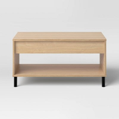  Mixed Materials Wood And Metal Lift Top Coffee Table With Storage Natural Wood - Room Essentials™