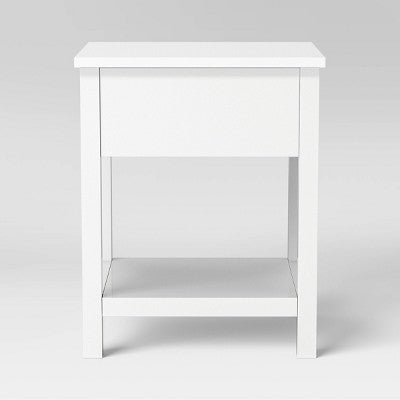  Traditional Side Table With Storage Drawer Classic White - Room Essentials™