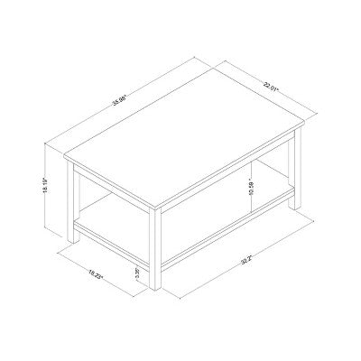  Traditional Coffee Table With Storage Shelf Classic White - Room Essentials™