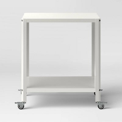  Metal Accent Rolling End Table Chalk White - Room Essentials™