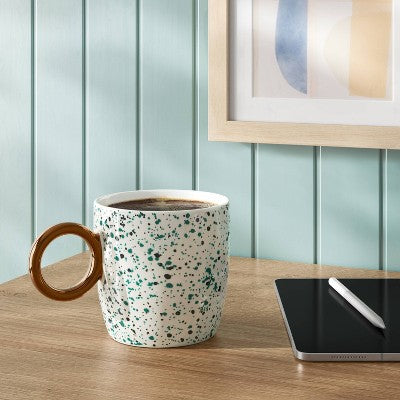  13oz Stoneware Spatter Print Mug Woodsy Green - Room Essentials™