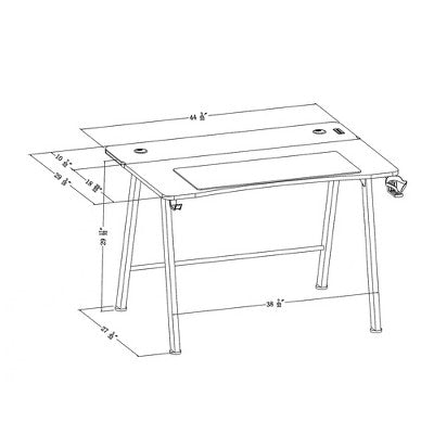  Gaming Dorm Desk With LED Lights And Headphone Holder - Room Essentials™