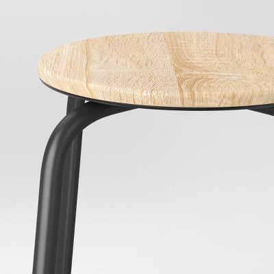  Set Of 2 24" Wood With And Metal Base Backless Counter Height Barstool Stool Natural - Room Essentials™