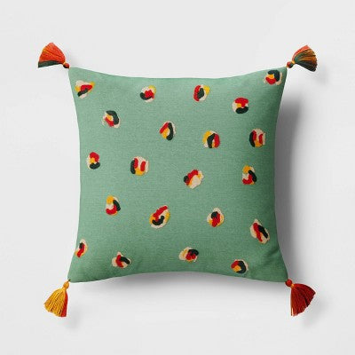  Abstract Dots Embroidered Cotton Square Throw Pillow - Room Essentials™