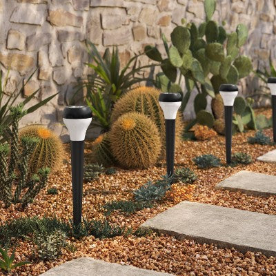  6pk Round Solar LED Outdoor Path Lights Matte Black - Room Essentials™: Weather-Resistant, Automatic Lighting, Integrated Bulb