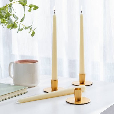  12pk Unscented Taper Candles Cream - Room Essentials™: Paraffin Wax, 10.6" Height, 6hr Burn Time