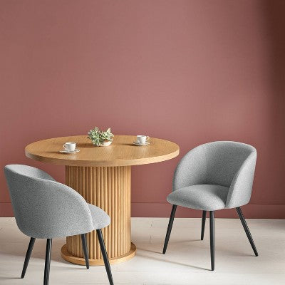  Set Of 2 Upholstered Barrel Back Dining Chairs With Metal Base Dining Chair Gray - Room Essentials™