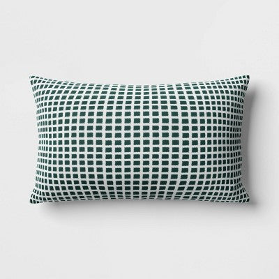  10"x17" Micro Grid Rectangular Outdoor Lumbar Pillow - Room Essentials™