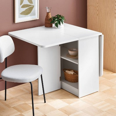  Drop Leaf Dining Table With Storage Shelves White - Room Essentials™