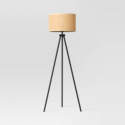  Tripod Floor Lamp With Shade Black - Room Essentials™: Modern Standing Light, ETL Listed, Metal Body