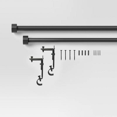 Easy Hang Frame Mount Curtain Rod Set Black - Room Essentials™