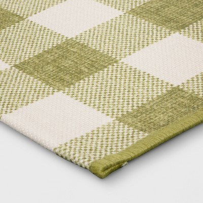  2'x3' Washable Plaid Gingham Harvest Scatter Woven Accent Rug Green - Room Essentials™