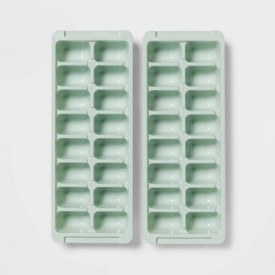  2pk Plastic Ice Trays Mint Green - Room Essentials™: Stackable, Dishwasher-Safe, 16 Cavities, Freezer Safe