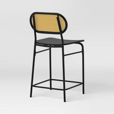  Set Of 2 24" Woven Back Metal Counter Height Barstool Black - Room Essentials™