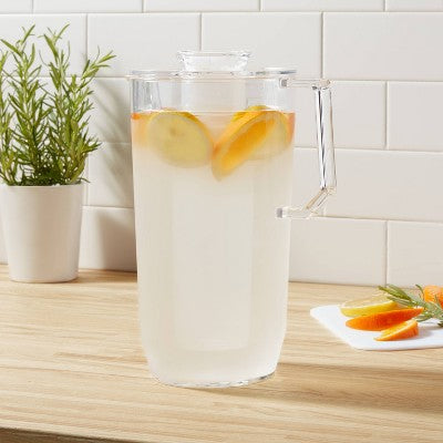  2.4L Plastic Pitcher - Room Essentials™: Clear Drink Server, Dishwasher-Safe, Cold Beverages, 9.5" Height