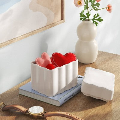  Scalloped Lidded Box White - Room Essentials™