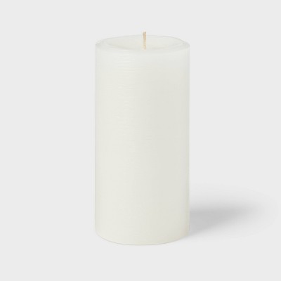  3" X 6" Unscented Pillar Candles White - Room Essentials™: 90 Hours Burn, Paraffin Wax, No Scent