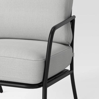  2pc Metal Mesh Outdoor Patio Chairs With Double Cushions, Club Chairs Black - Room Essentials™