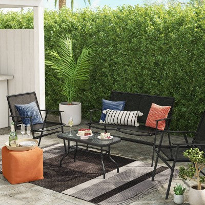  4pc Sling Patio Conversation Set - Black - Room Essentials™