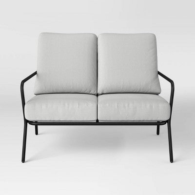  Metal Mesh Loveseat With Double Cushions Black/Gray - Room Essentials™