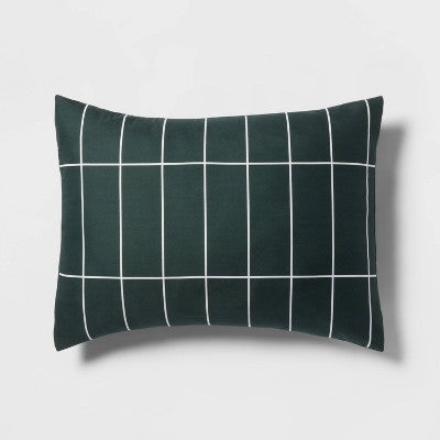  Grid Print Microfiber Reversible Comforter & Sheet Set Dark Green - Room Essentials™