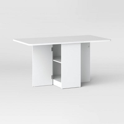 Drop Leaf Dining Table With Storage Shelves White - Room Essentials™