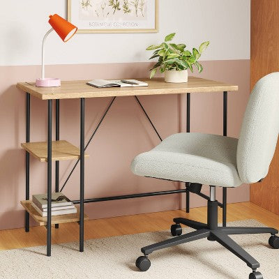  Wood And Metal Desk With Shelves Natural - Room Essentials™