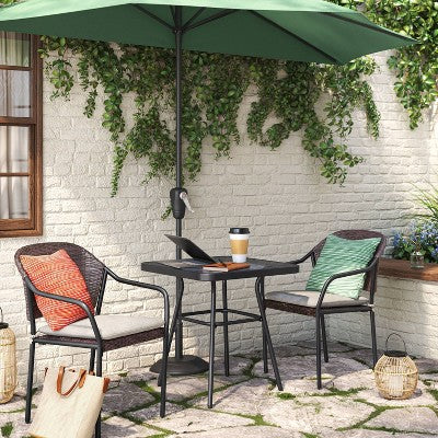  3pc Wicker Bistro Set With Cushions - Dark Brown - Room Essentials™