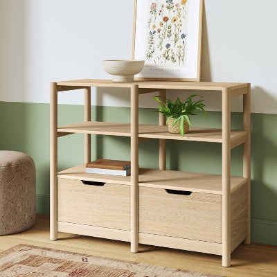  32" Scandi Small Bookcase With Storage Drawers Natural - Room Essentials™