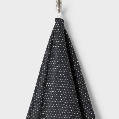  Quick Dry Dotted Striped Waffle Towel Black - Room Essentials™