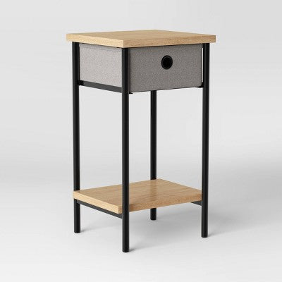 Fabric Bin Dorm Side Table Black Frame - Room Essentials™
