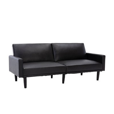  Faux Leather Futon Sofa With Arms Black - Room Essentials™
