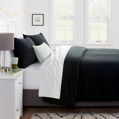  Microfiber Textured Duvet Cover & Sham Set - Room Essentials™