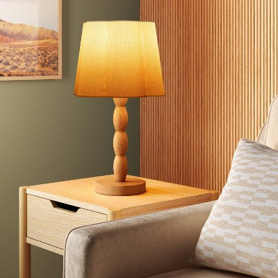  Turned Wood Table Lamp With Scalloped Shade - Room Essentials™