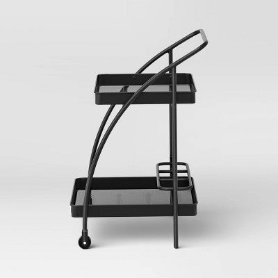  Metal Mesh Rolling Bar Outdoor Serving Cart Black - Room Essentials™