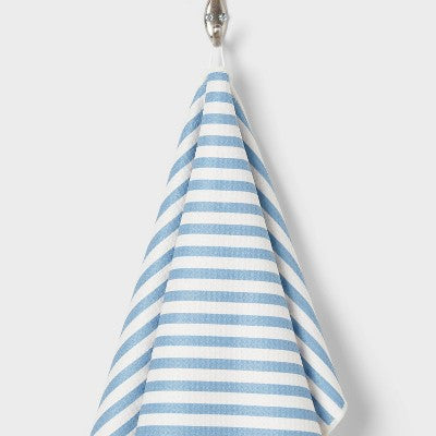  Quick Dry Striped Waffle Towel Blue - Room Essentials™