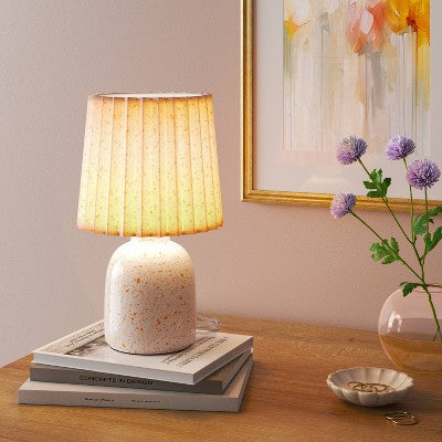  Mini Printed Ceramic Base Table Lamp With Printed Pleated Shade - Room Essentials™