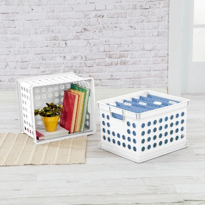  Storage Crate White - Room Essentials™: Portable Stackable Plastic Milk Crate With Built-In Handles, 30.6L Capacity