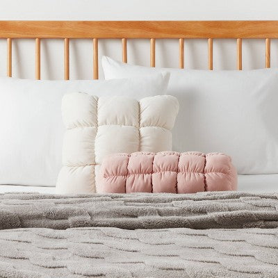  Puffer Bolster Decorative Throw Pillow Light Pink - Room Essentials™