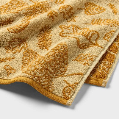  2pk Leaves Harvest Hand Towel Set Gold - Room Essentials™